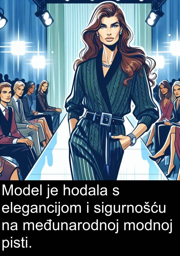 hodala: Model je hodala s elegancijom i sigurnošću na međunarodnoj modnoj pisti.