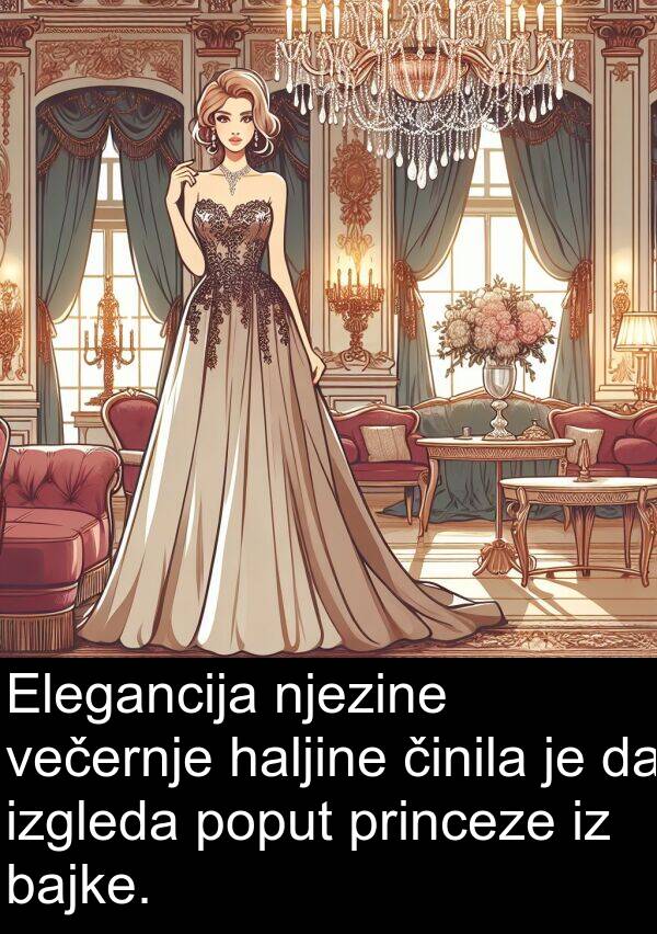 večernje: Elegancija njezine večernje haljine činila je da izgleda poput princeze iz bajke.