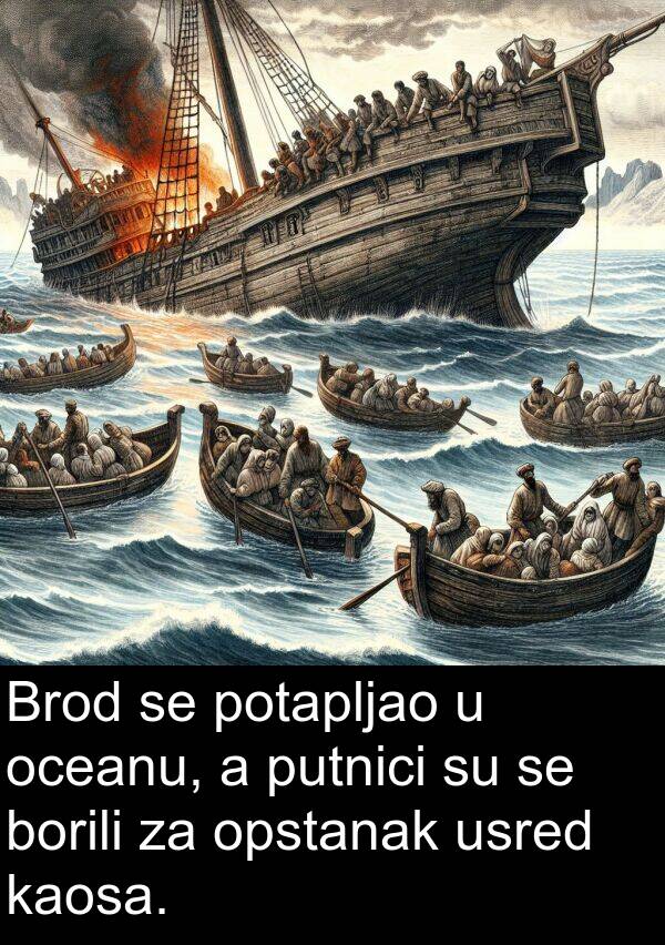 oceanu: Brod se potapljao u oceanu, a putnici su se borili za opstanak usred kaosa.