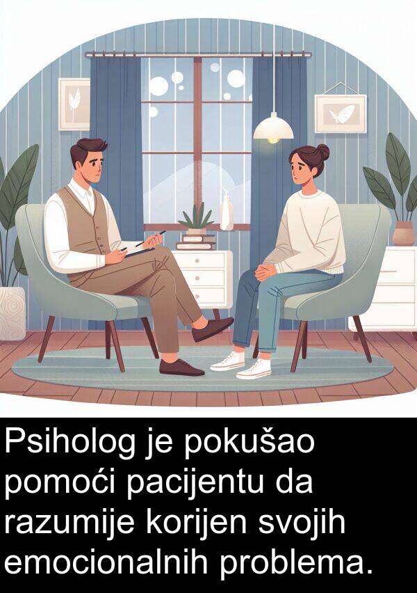 emocionalnih: Psiholog je pokušao pomoći pacijentu da razumije korijen svojih emocionalnih problema.