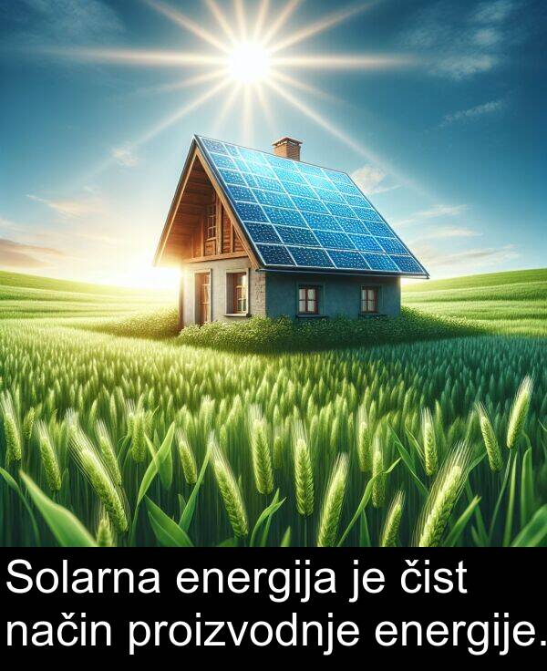 način: Solarna energija je čist način proizvodnje energije.