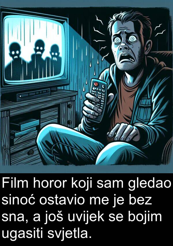 bojim: Film horor koji sam gledao sinoć ostavio me je bez sna, a još uvijek se bojim ugasiti svjetla.