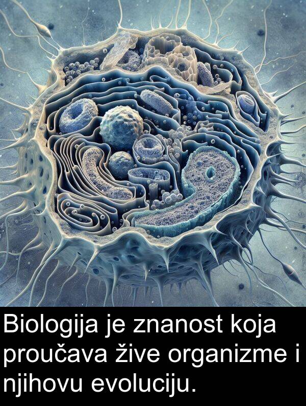 evoluciju: Biologija je znanost koja proučava žive organizme i njihovu evoluciju.