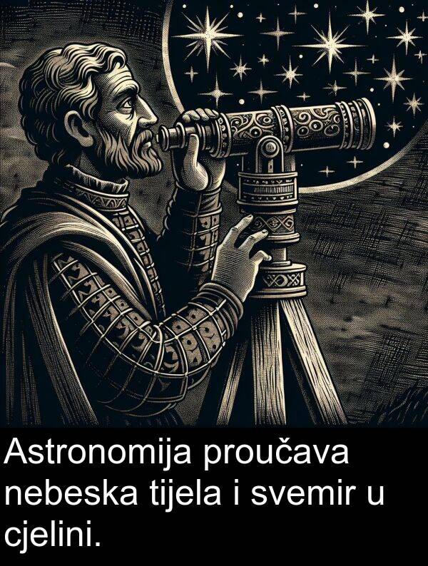 cjelini: Astronomija proučava nebeska tijela i svemir u cjelini.