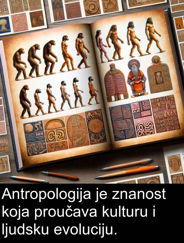 evoluciju: Antropologija je znanost koja proučava kulturu i ljudsku evoluciju.