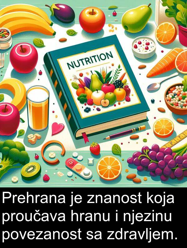 hranu: Prehrana je znanost koja proučava hranu i njezinu povezanost sa zdravljem.