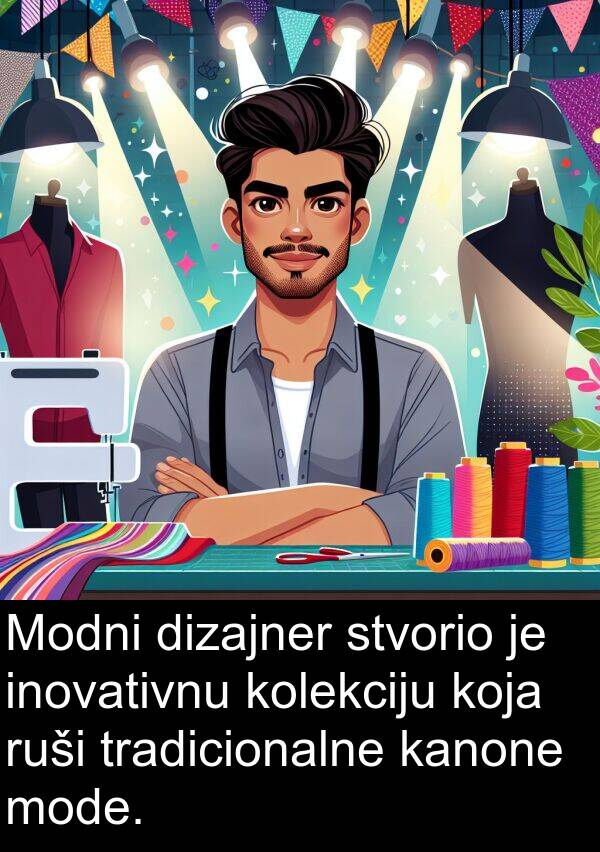 dizajner: Modni dizajner stvorio je inovativnu kolekciju koja ruši tradicionalne kanone mode.