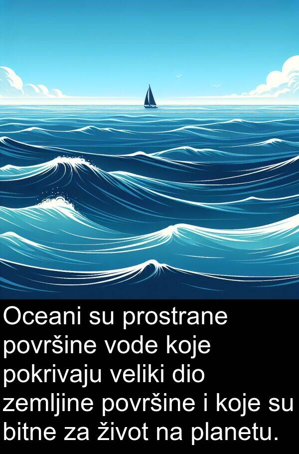 bitne: Oceani su prostrane površine vode koje pokrivaju veliki dio zemljine površine i koje su bitne za život na planetu.