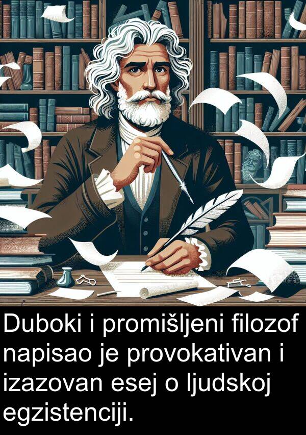 napisao: Duboki i promišljeni filozof napisao je provokativan i izazovan esej o ljudskoj egzistenciji.