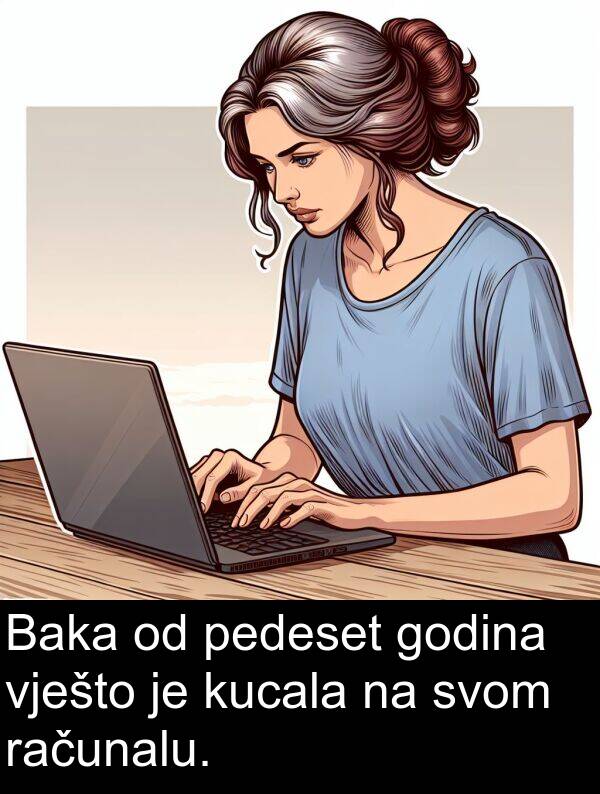 pedeset: Baka od pedeset godina vješto je kucala na svom računalu.