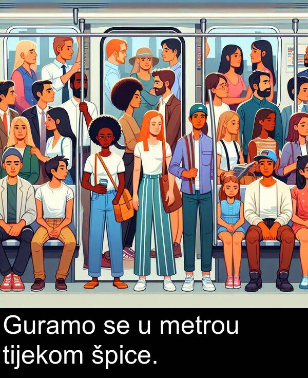 metrou: Guramo se u metrou tijekom špice.