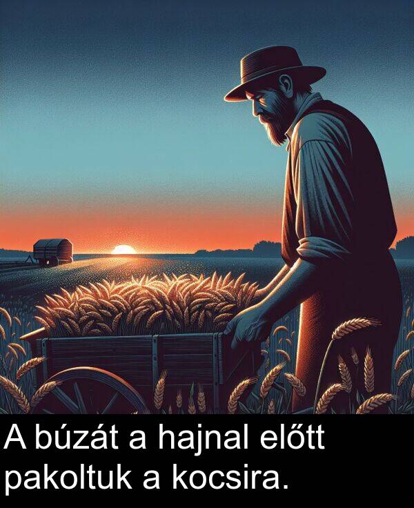 hajnal: A búzát a hajnal előtt pakoltuk a kocsira.