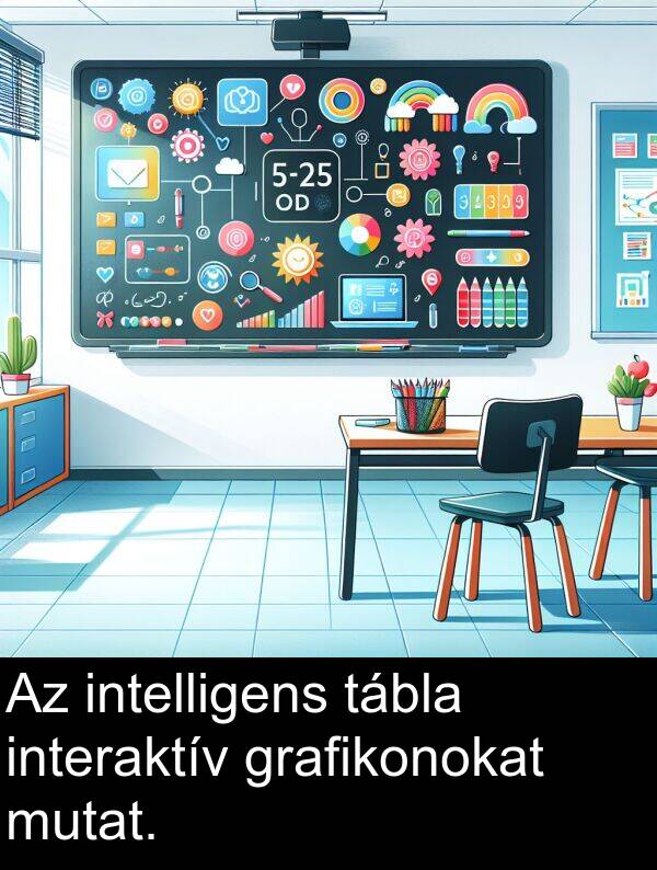 mutat: Az intelligens tábla interaktív grafikonokat mutat.