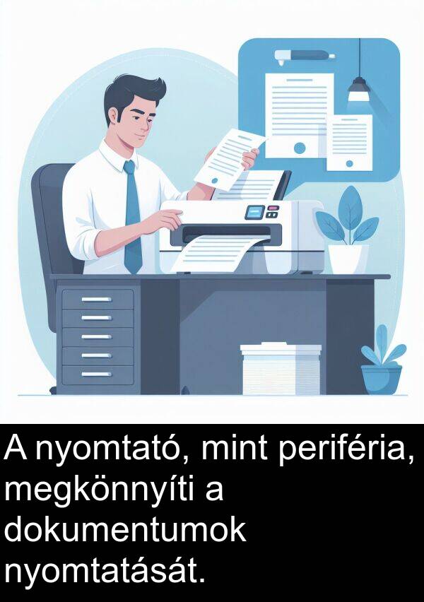 mint: A nyomtató, mint periféria, megkönnyíti a dokumentumok nyomtatását.