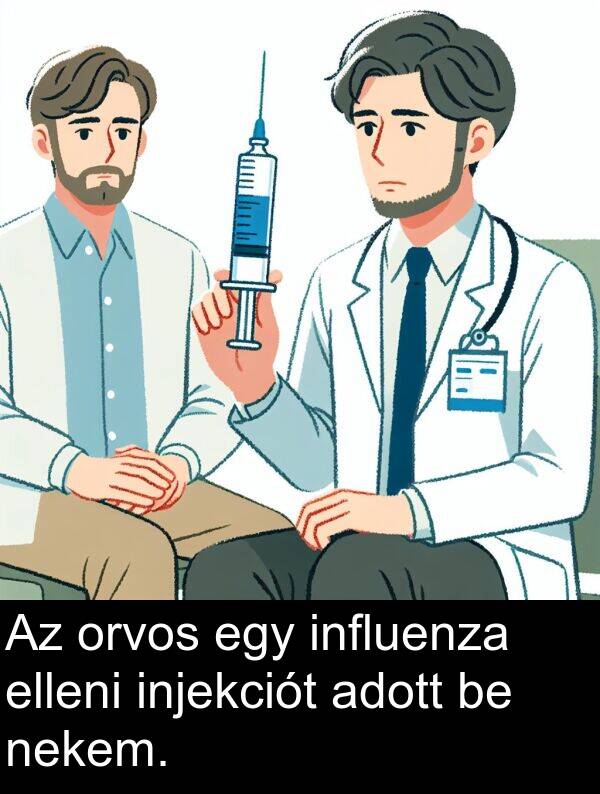 adott: Az orvos egy influenza elleni injekciót adott be nekem.