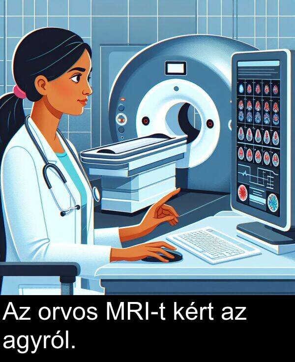 agyról: Az orvos MRI-t kért az agyról.