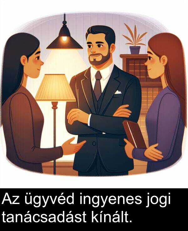 ügyvéd: Az ügyvéd ingyenes jogi tanácsadást kínált.