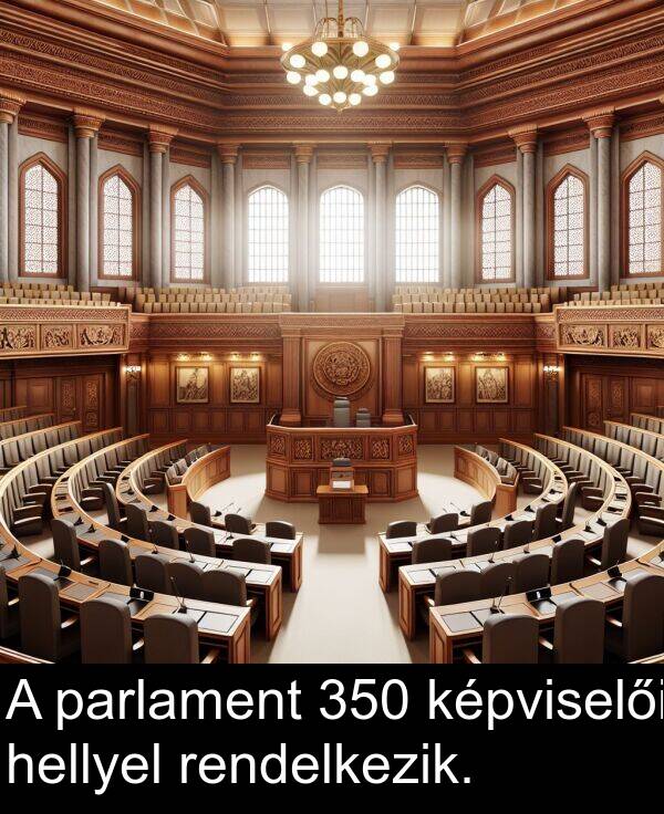 rendelkezik: A parlament 350 képviselői hellyel rendelkezik.