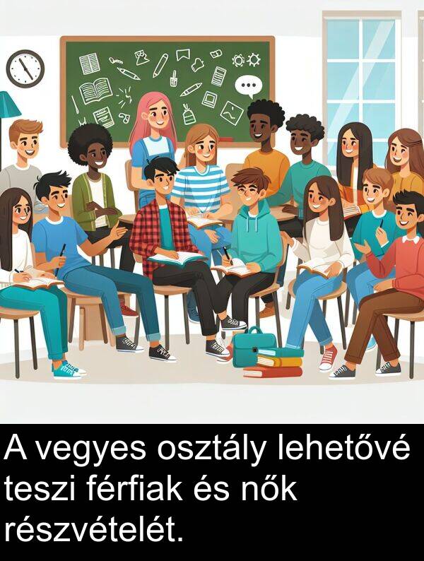 vegyes: A vegyes osztály lehetővé teszi férfiak és nők részvételét.