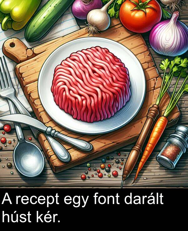 recept: A recept egy font darált húst kér.