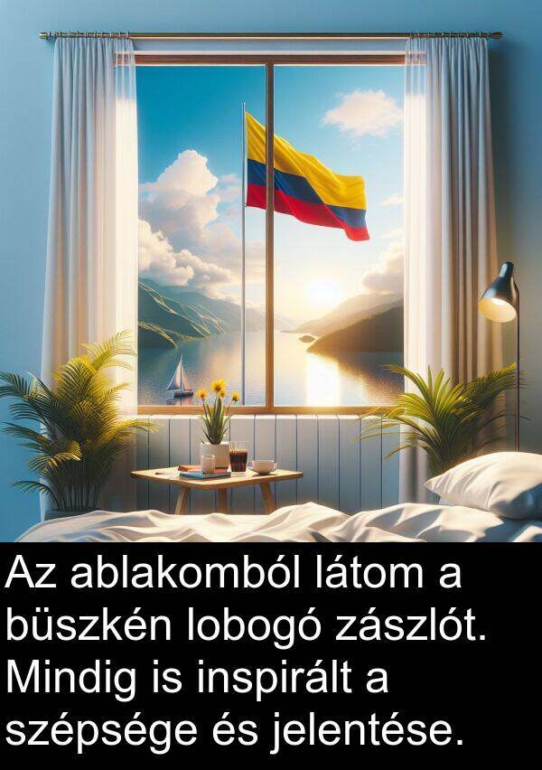 zászlót: Az ablakomból látom a büszkén lobogó zászlót. Mindig is inspirált a szépsége és jelentése.