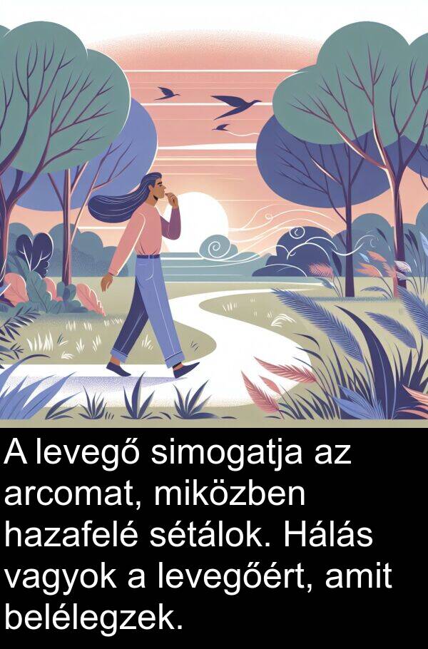 vagyok: A levegő simogatja az arcomat, miközben hazafelé sétálok. Hálás vagyok a levegőért, amit belélegzek.