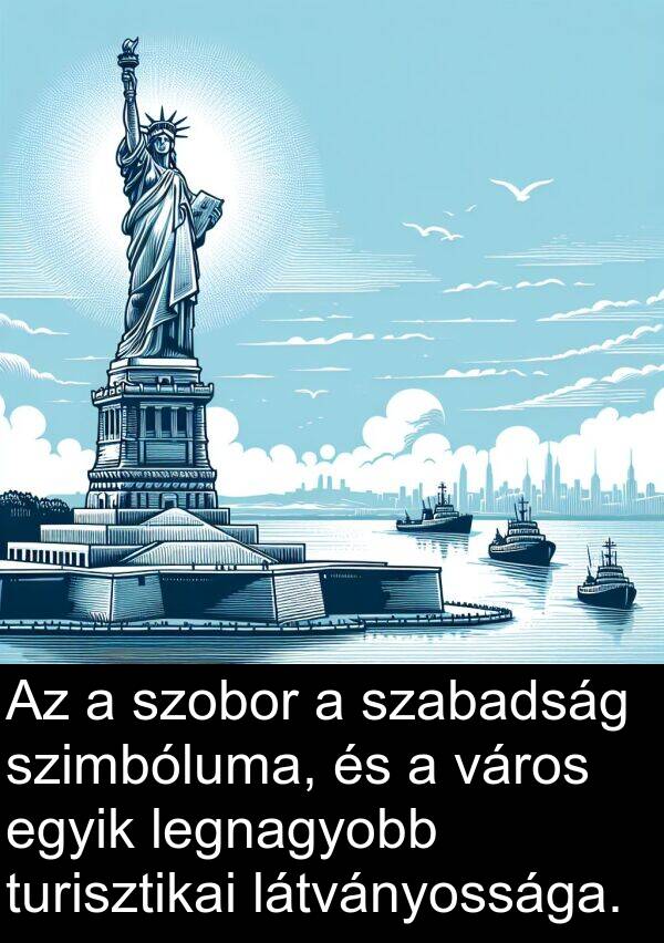 város: Az a szobor a szabadság szimbóluma, és a város egyik legnagyobb turisztikai látványossága.