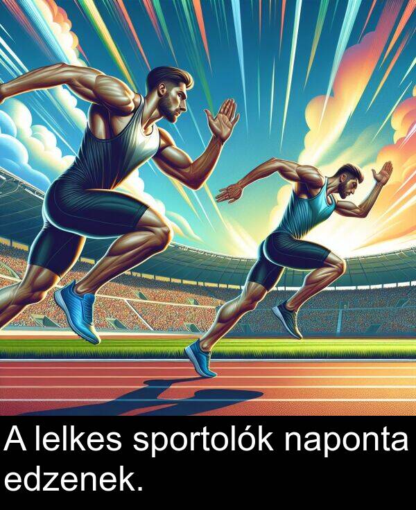 edzenek: A lelkes sportolók naponta edzenek.