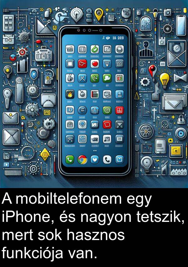 mert: A mobiltelefonem egy iPhone, és nagyon tetszik, mert sok hasznos funkciója van.