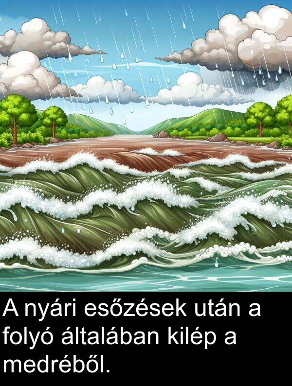 után: A nyári esőzések után a folyó általában kilép a medréből.