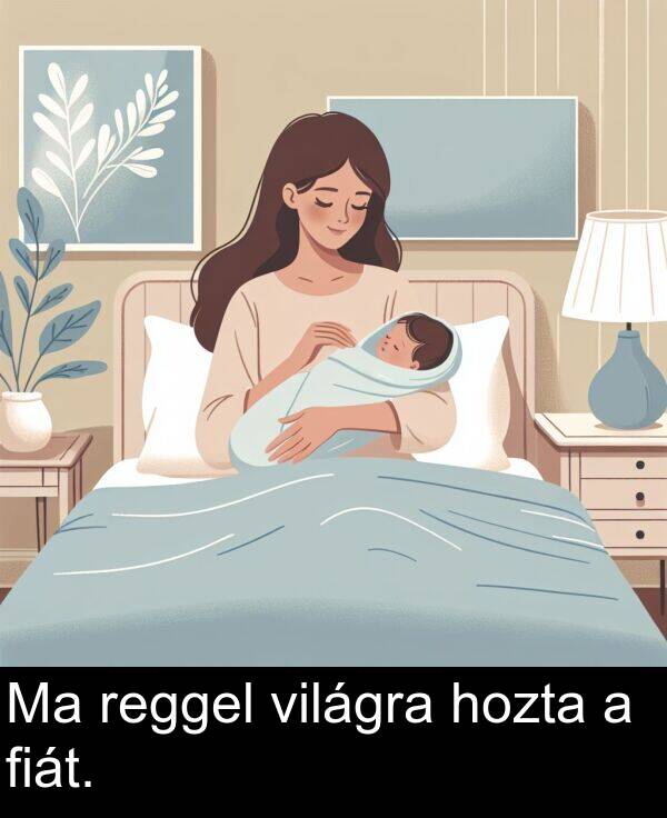 reggel: Ma reggel világra hozta a fiát.