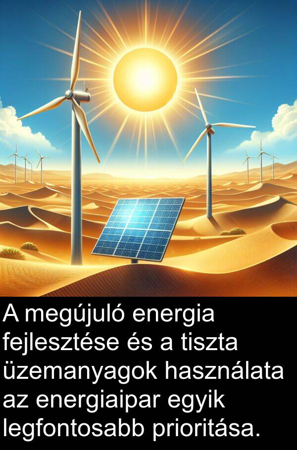 üzemanyagok: A megújuló energia fejlesztése és a tiszta üzemanyagok használata az energiaipar egyik legfontosabb prioritása.