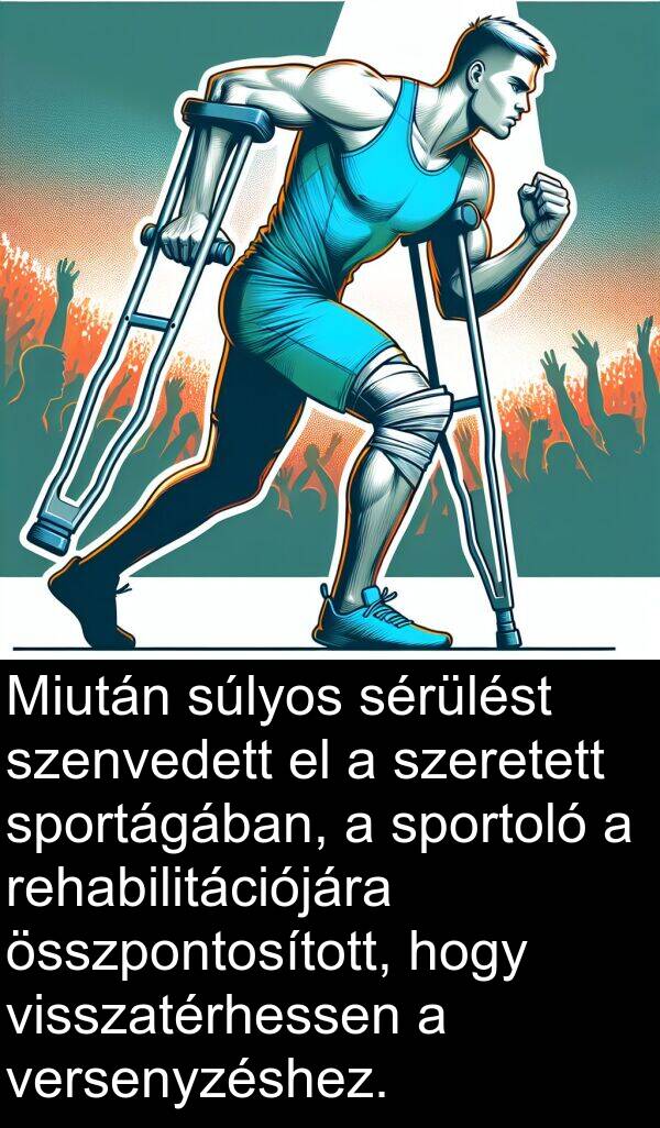 összpontosított: Miután súlyos sérülést szenvedett el a szeretett sportágában, a sportoló a rehabilitációjára összpontosított, hogy visszatérhessen a versenyzéshez.