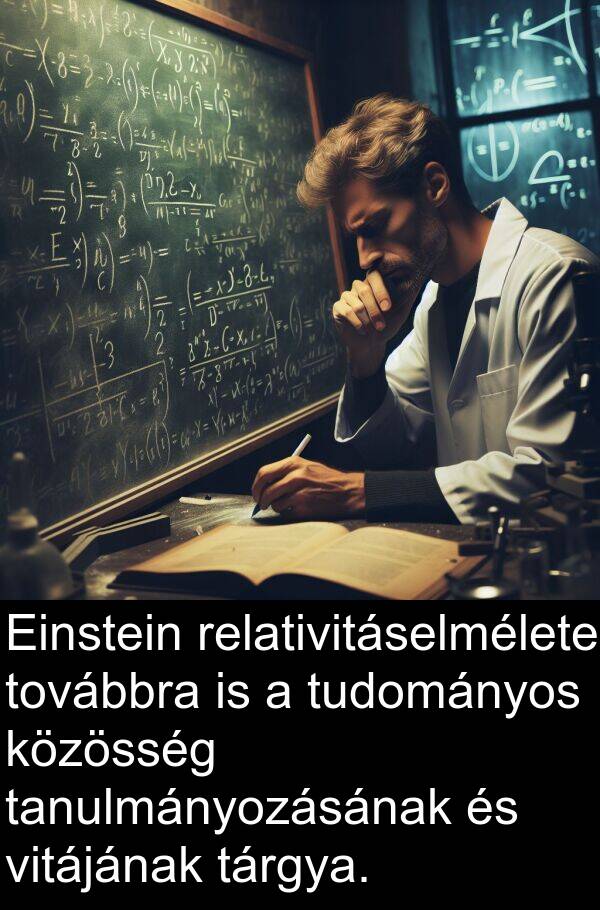 továbbra: Einstein relativitáselmélete továbbra is a tudományos közösség tanulmányozásának és vitájának tárgya.