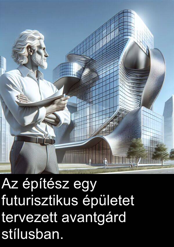 épületet: Az építész egy futurisztikus épületet tervezett avantgárd stílusban.