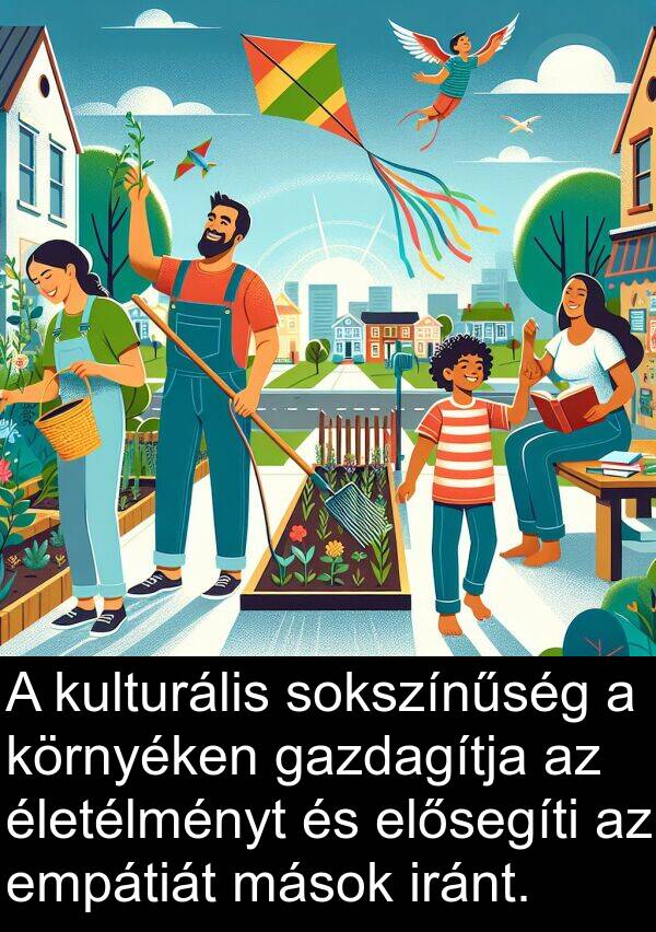 elősegíti: A kulturális sokszínűség a környéken gazdagítja az életélményt és elősegíti az empátiát mások iránt.