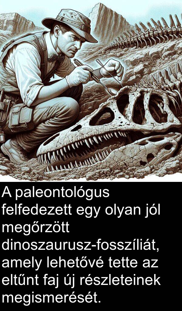 jól: A paleontológus felfedezett egy olyan jól megőrzött dinoszaurusz-fosszíliát, amely lehetővé tette az eltűnt faj új részleteinek megismerését.