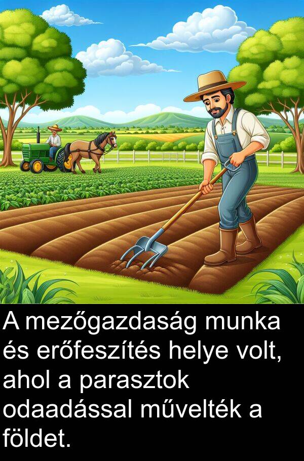 művelték: A mezőgazdaság munka és erőfeszítés helye volt, ahol a parasztok odaadással művelték a földet.