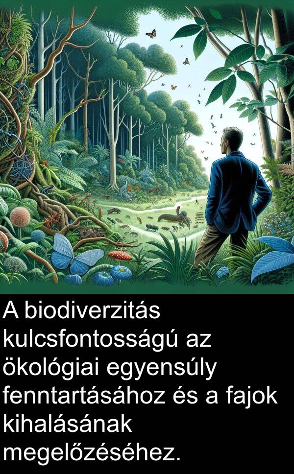 egyensúly: A biodiverzitás kulcsfontosságú az ökológiai egyensúly fenntartásához és a fajok kihalásának megelőzéséhez.