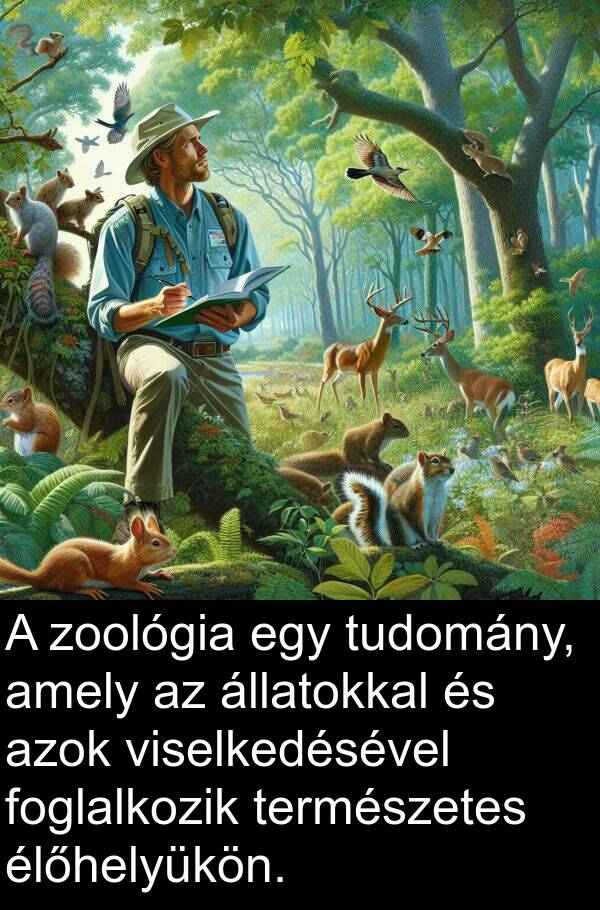 zoológia: A zoológia egy tudomány, amely az állatokkal és azok viselkedésével foglalkozik természetes élőhelyükön.