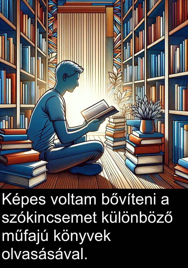 műfajú: Képes voltam bővíteni a szókincsemet különböző műfajú könyvek olvasásával.