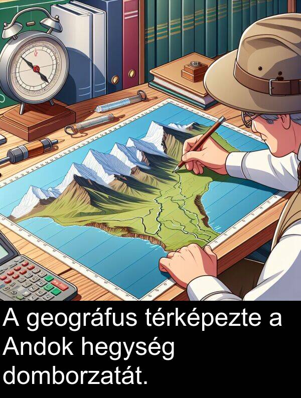 geográfus: A geográfus térképezte a Andok hegység domborzatát.