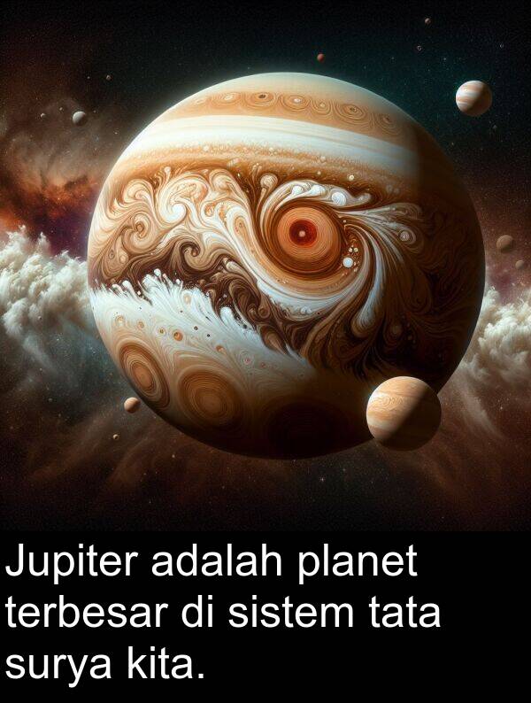 tata: Jupiter adalah planet terbesar di sistem tata surya kita.