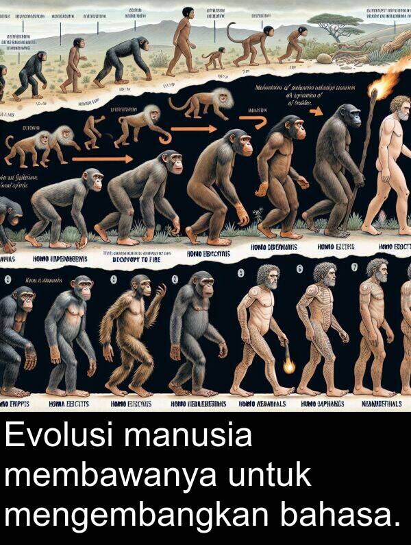 membawanya: Evolusi manusia membawanya untuk mengembangkan bahasa.