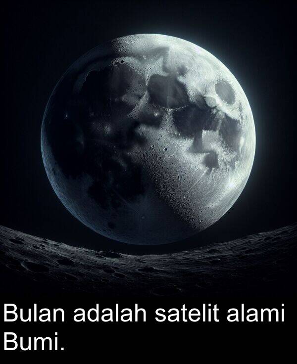 satelit: Bulan adalah satelit alami Bumi.