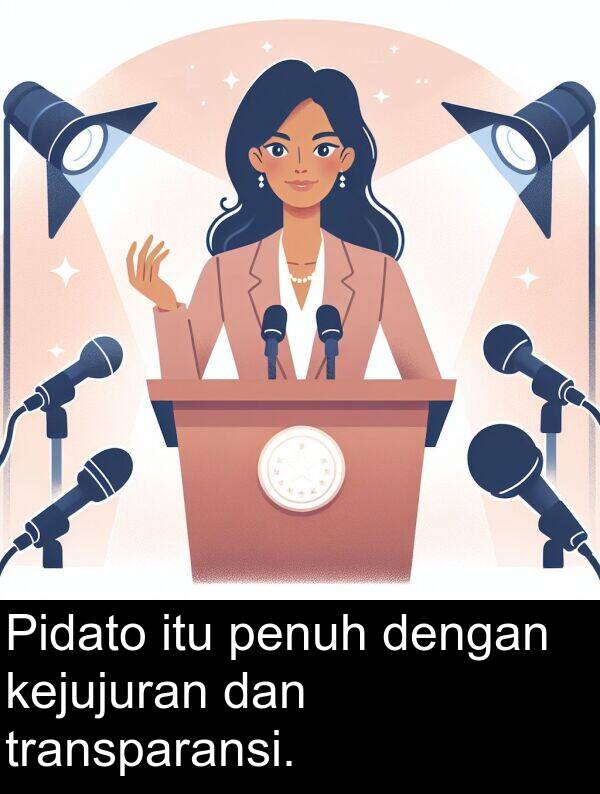 kejujuran: Pidato itu penuh dengan kejujuran dan transparansi.