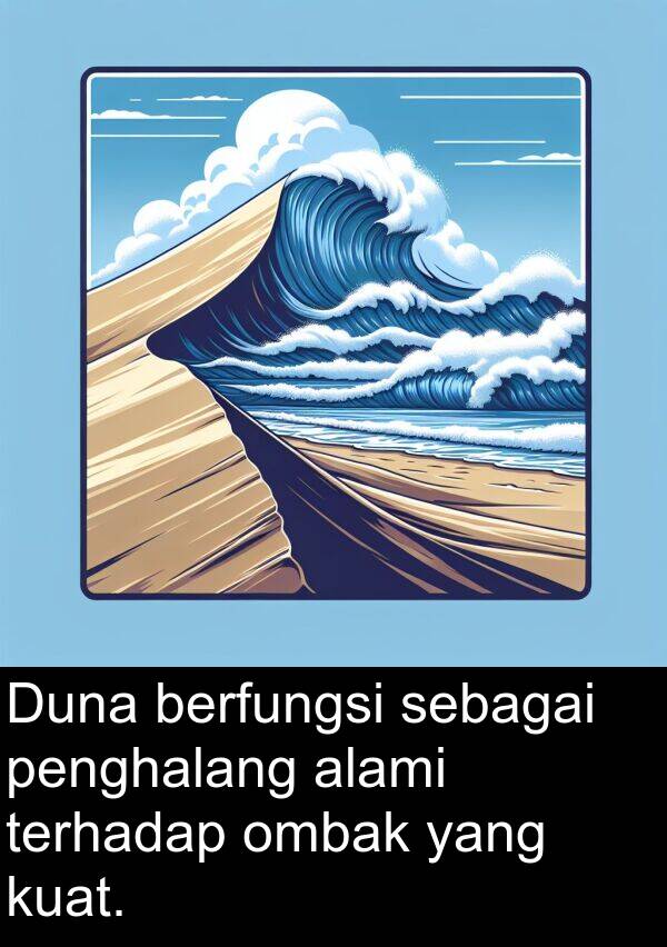 ombak: Duna berfungsi sebagai penghalang alami terhadap ombak yang kuat.