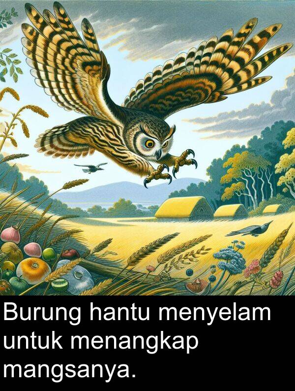 hantu: Burung hantu menyelam untuk menangkap mangsanya.