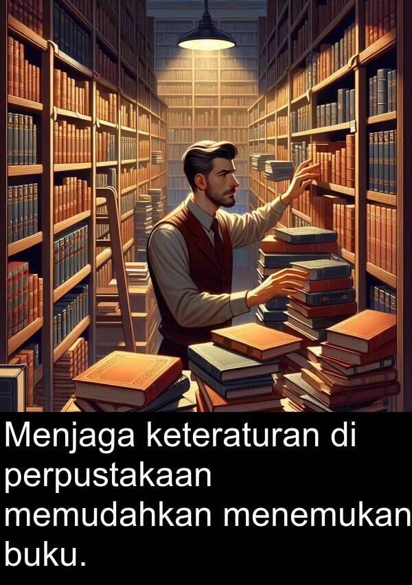 keteraturan: Menjaga keteraturan di perpustakaan memudahkan menemukan buku.