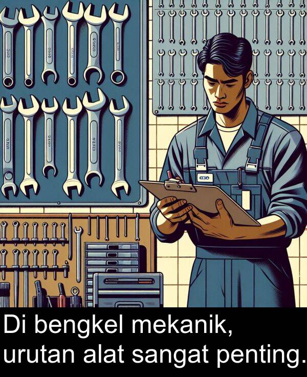 urutan: Di bengkel mekanik, urutan alat sangat penting.